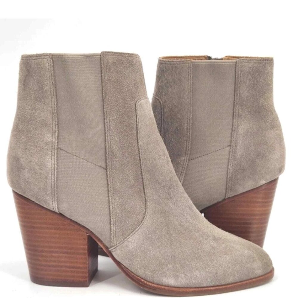 Like New Soludos Emma Gray Leather Suede Ankle Boots Booties Womens US Size 9